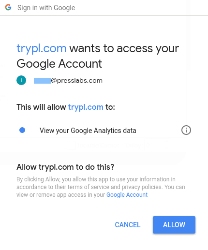 Allow your domain to access your Google account