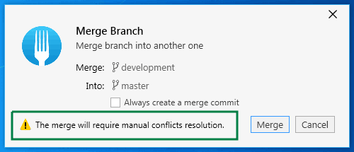 Conflicts appearing when trying to merge the development branch