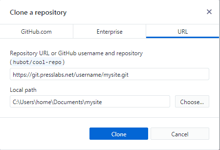 Cloning your repository using the HTTPS URL