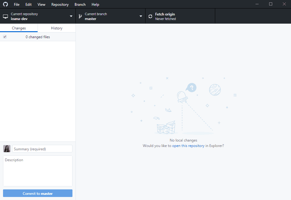 How a repository looks like in the GitHub Desktop Interface