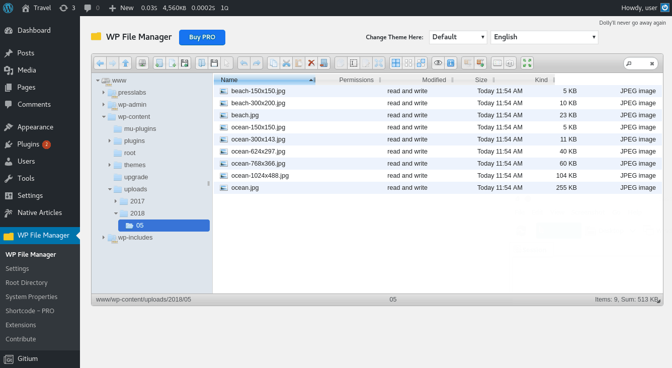 Access your media files through the File Manager plugin